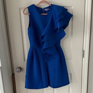 Fabulous Scuba Elegant Blue Ruffle Romper Dress